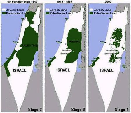 Карта Израиля и Палестинские поселения в период с 1947 - 2000 год - Одесский Политикум