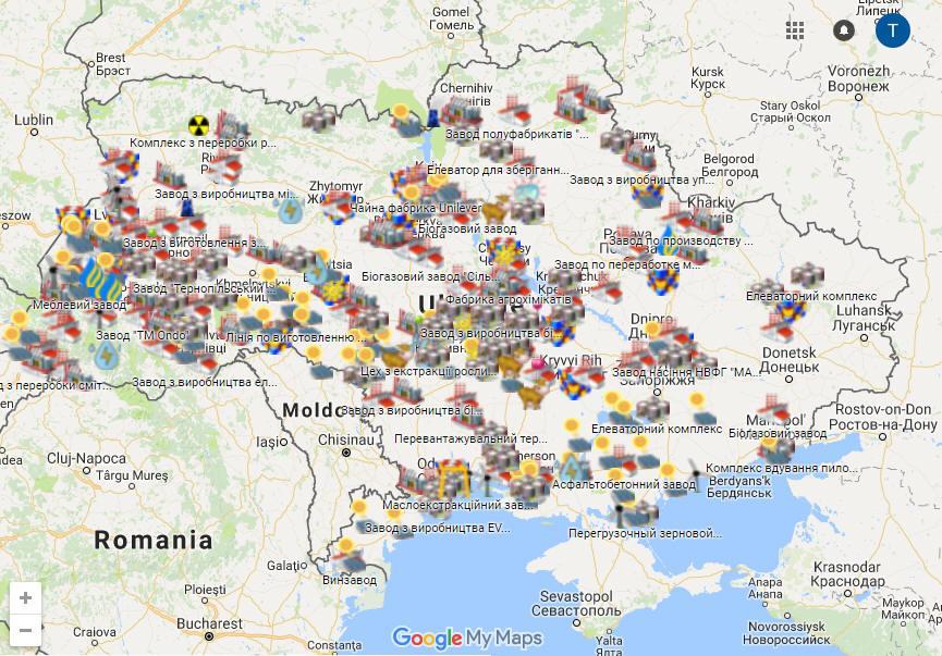 Карта промышленных предприятий Украины - Одесский Политикум