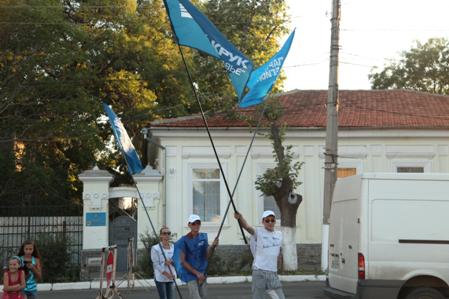Флаги Партии Регионов с логотипом Юлия Крука в Измаиле - Одесский Политикум