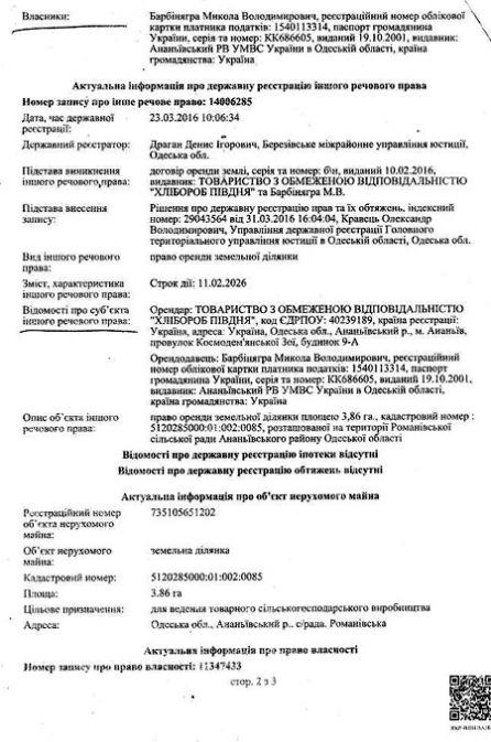 Информационная справка из государственного реестра на земельный участок - Одесский Политикум